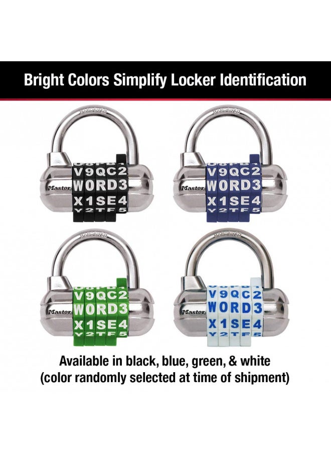 Master Lock Word Combination Lock, Set Your Own Word Lock, Combination Lock for Gym and School Lockers, Colors May Vary, 1534D