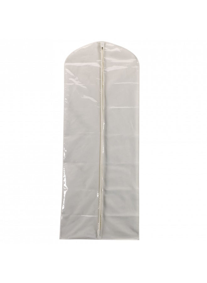 Household Essentials 311395 Hanging Garment Bag Dress Natural Cotton Canvas with Clear Vinyl Cover, Gown Protector,Off-White