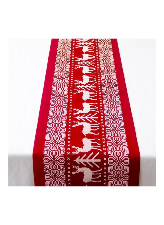 3 in 1 Beautiful Tree And Elk Printed Table Runner With Christmas Table Runners Gold Tree Printed and Table Cloth Cream/Red/Dark Green