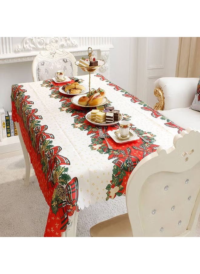 3 in 1 Beautiful Tree And Elk Printed Table Runner With Christmas Table Runners Gold Tree Printed and Table Cloth Cream/Red/Dark Green