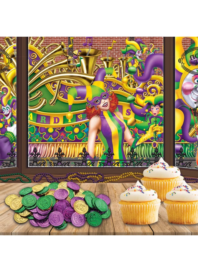 Mardi Gras Plastic Coins (asstd gold, green, purple) (100/Pkg)