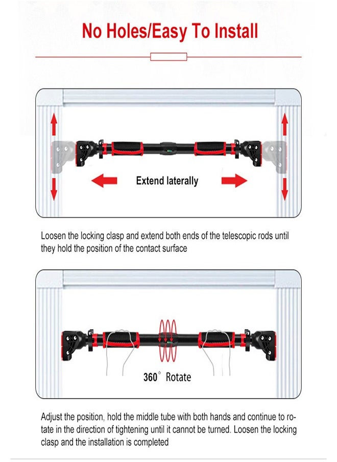 Pull Up Bar for Doorway, Screws Free, Adjustable Width, Max Load 200KG, Suitable for Home, Gym Workouts (Min. 93CM, Max. 118CM)