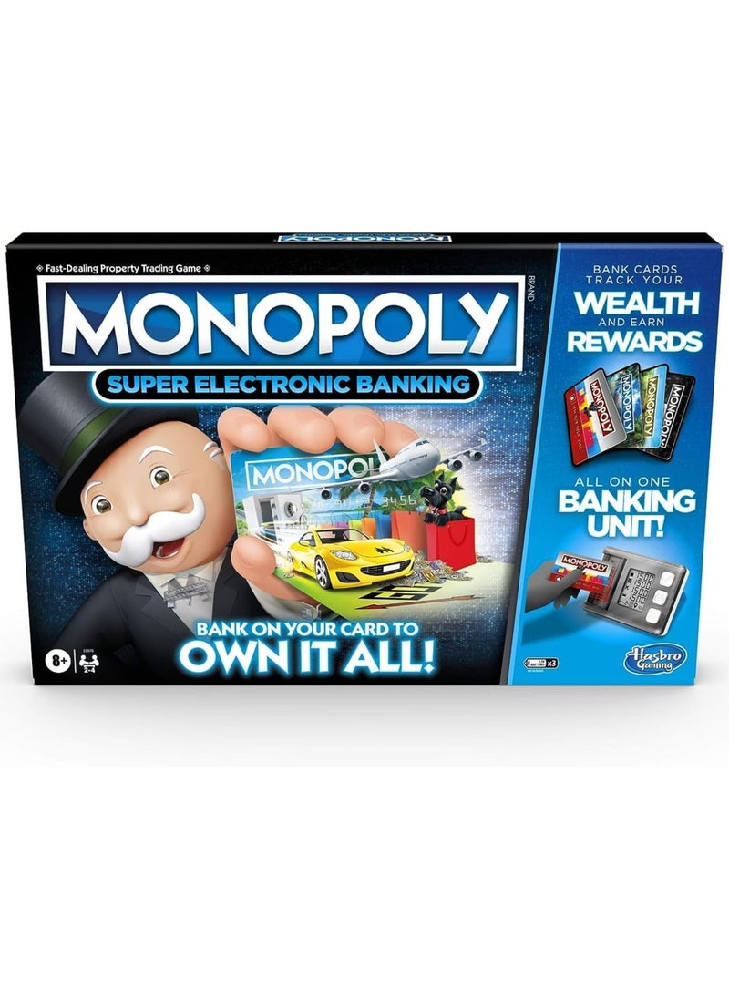 Monopoly Super Electronic Banking Game, Ultimate Rewards Board Game – Digital Cards, Unique Rewards, Property Trading, and Fly to Any Property, Ages 8+