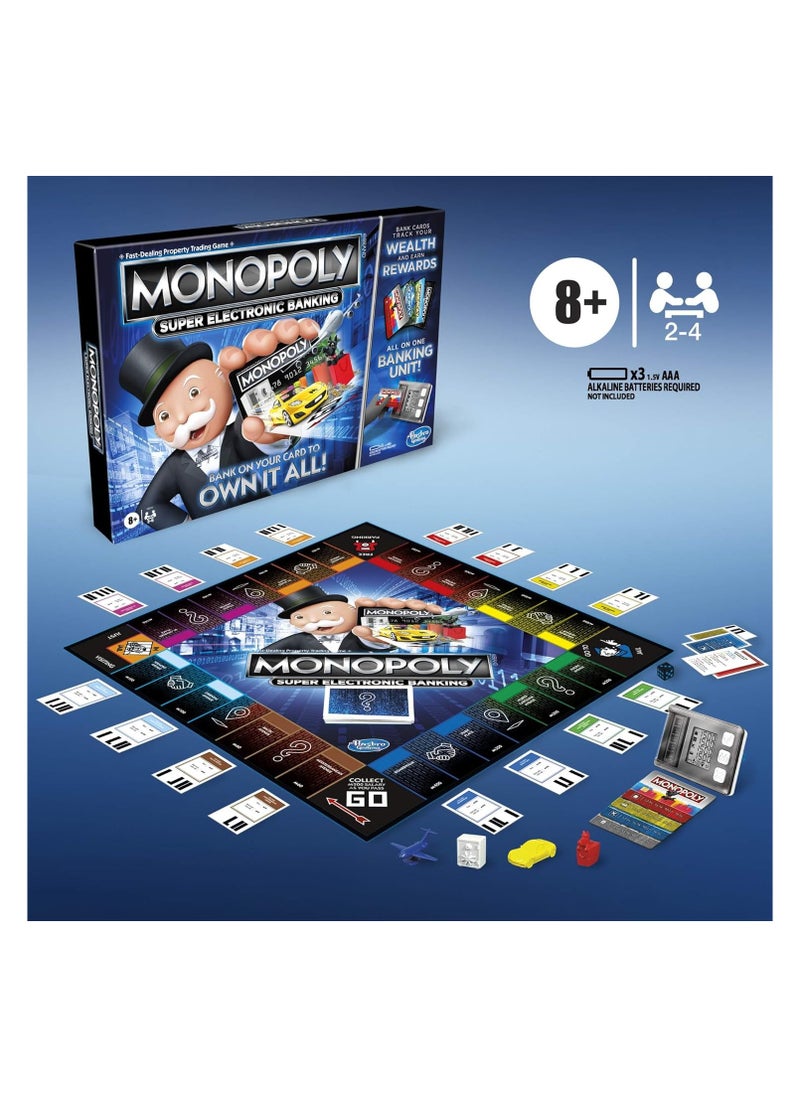 Monopoly Super Electronic Banking Game, Ultimate Rewards Board Game – Digital Cards, Unique Rewards, Property Trading, and Fly to Any Property, Ages 8+