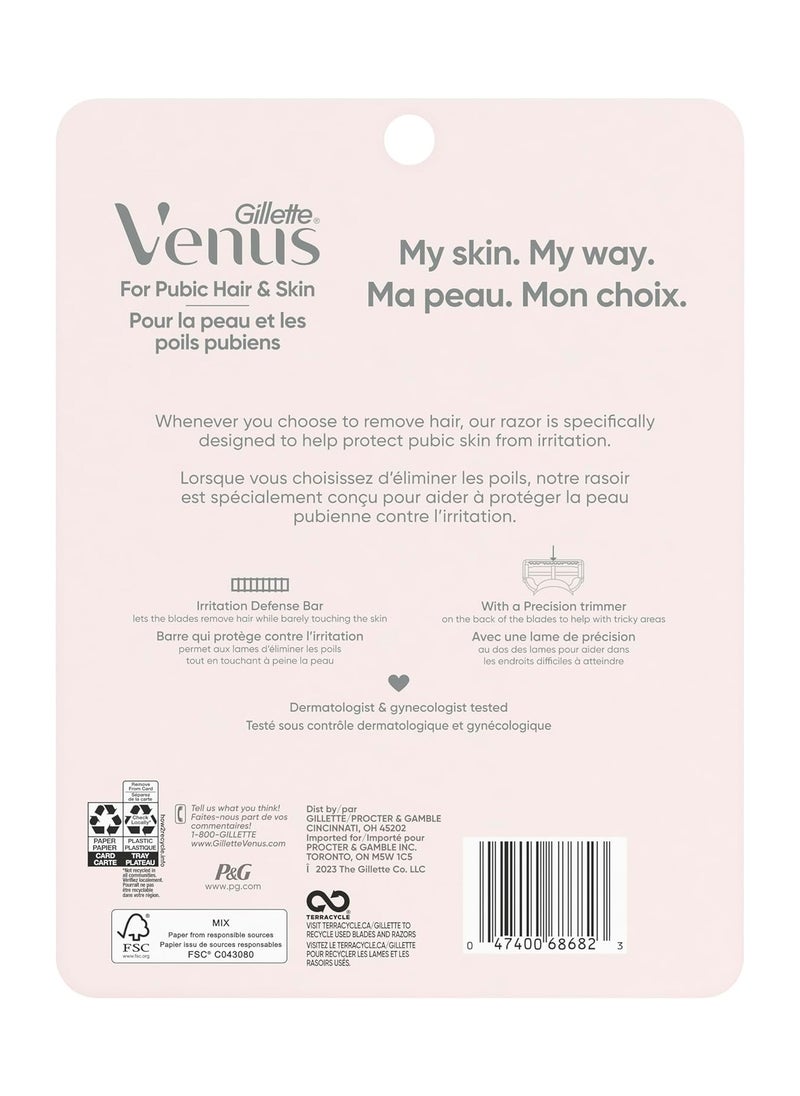 Gillette Venus for Pubic Hair and Skin, Women's Razor Handle + 6 Refills