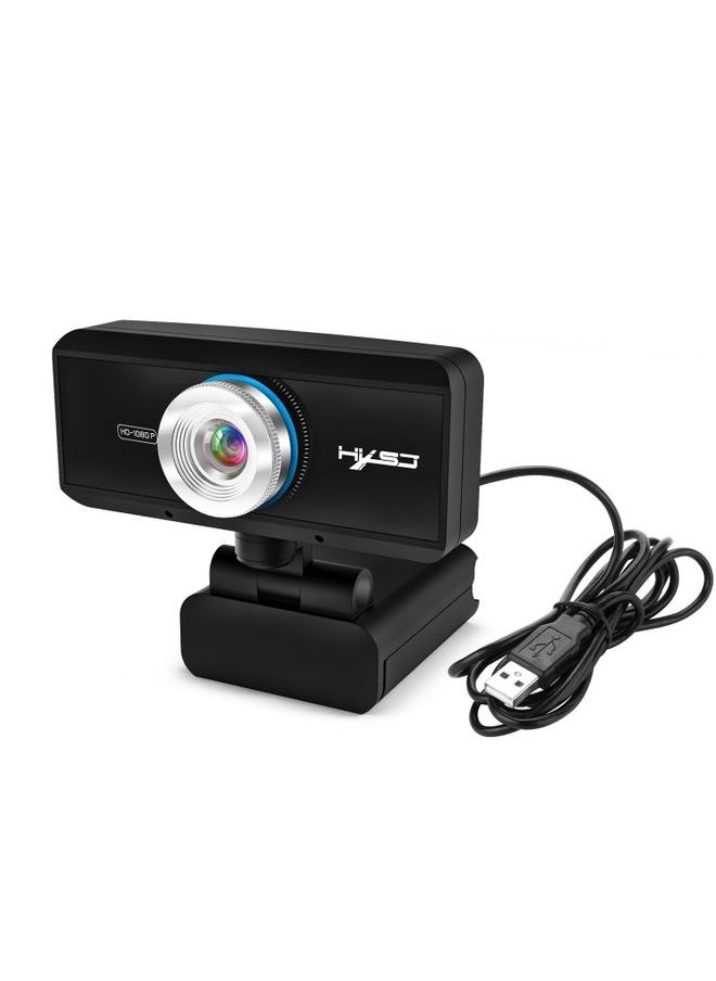 HXSJ S4 1080P Adjustable 180 Degree HD Manual Focus Video Webcam PC Camera with Microphone(Black)