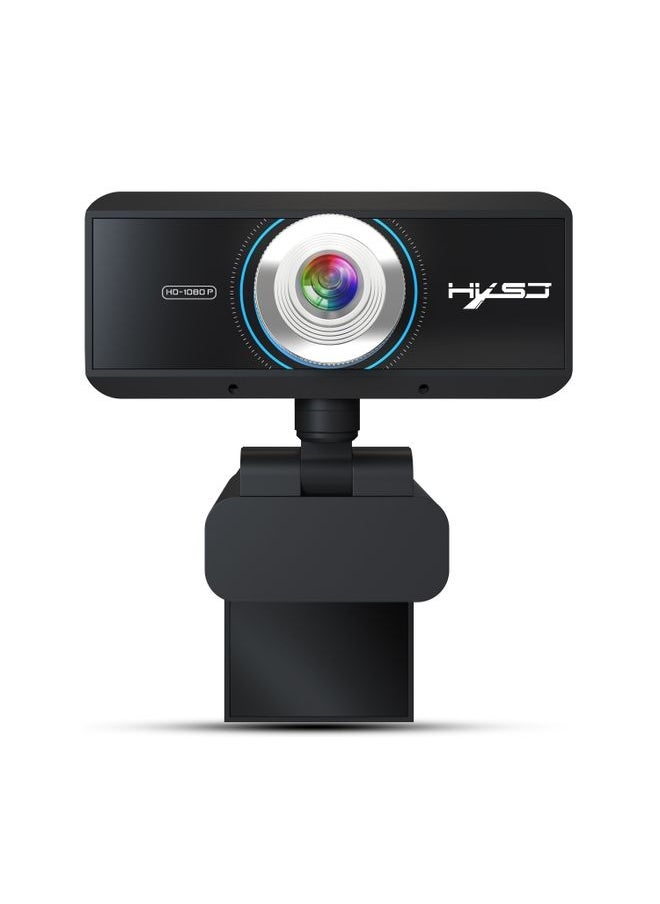 HXSJ S4 1080P Adjustable 180 Degree HD Manual Focus Video Webcam PC Camera with Microphone(Black)