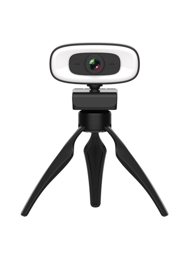 C10 2K HD Without Distortion 360 Degrees Rotate Three-speed Fill Light USB Free Drive Webcams, Built-in Clear Sound Microphone