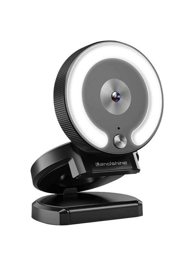 Landshine 90 Degree Wide-angle 2K USB Autofocus Computer Live Beauty HD Camera with Ring Light