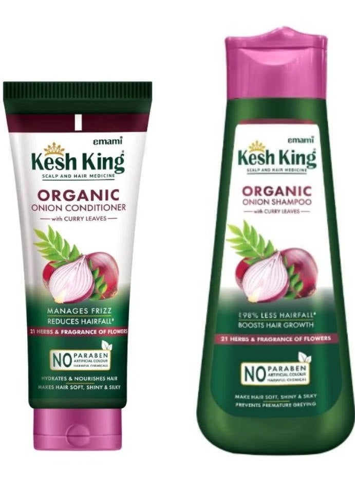 Organic Onion Shampoo 300ml & Conditioner With Curry Leaves For Hydrated And Nourished Hair For All Hair Types, 200ml