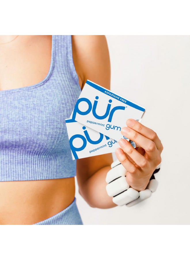 PUR Gum | Aspartame Free Chewing Gum | 100% Xylitol | Natural Peppermint Flavored Gum, 9 Pieces (Pack of 12)