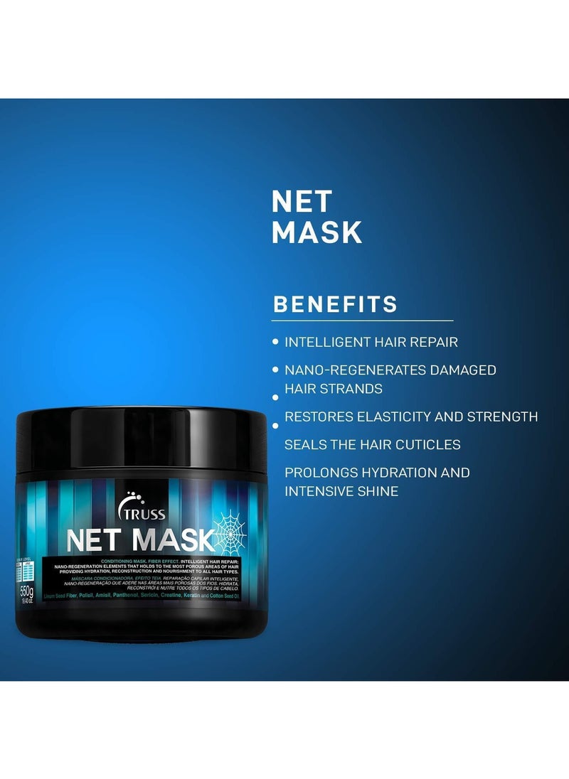 Truss Net Mask - Hydrating Hair Treatment, Fiber Effect for Intense Repair - Nano-Regeneration for Porous, Damaged Hair - Deep Nourishment & Intelligent Hair Repair - 550 G