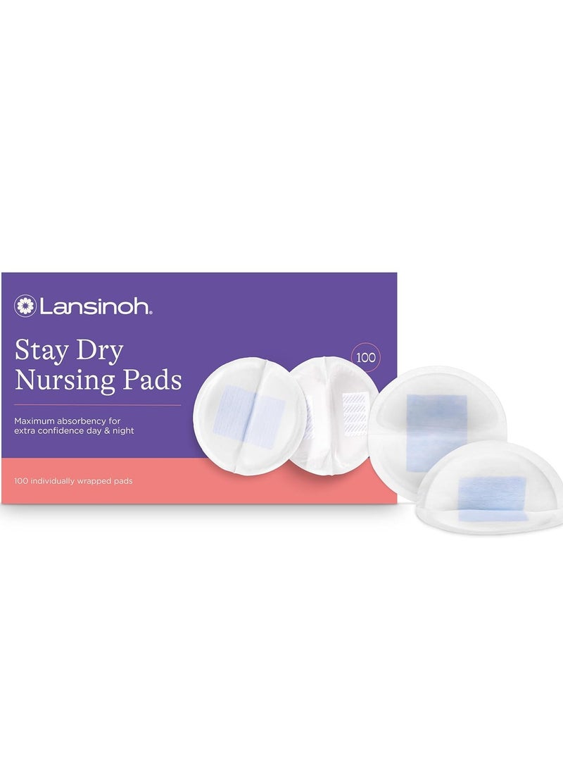 Lansinoh Stay Dry Disposable Nursing Pads, Soft and Super Absorbent Breast Pads, Breastfeeding Essentials for Moms, 100 Count