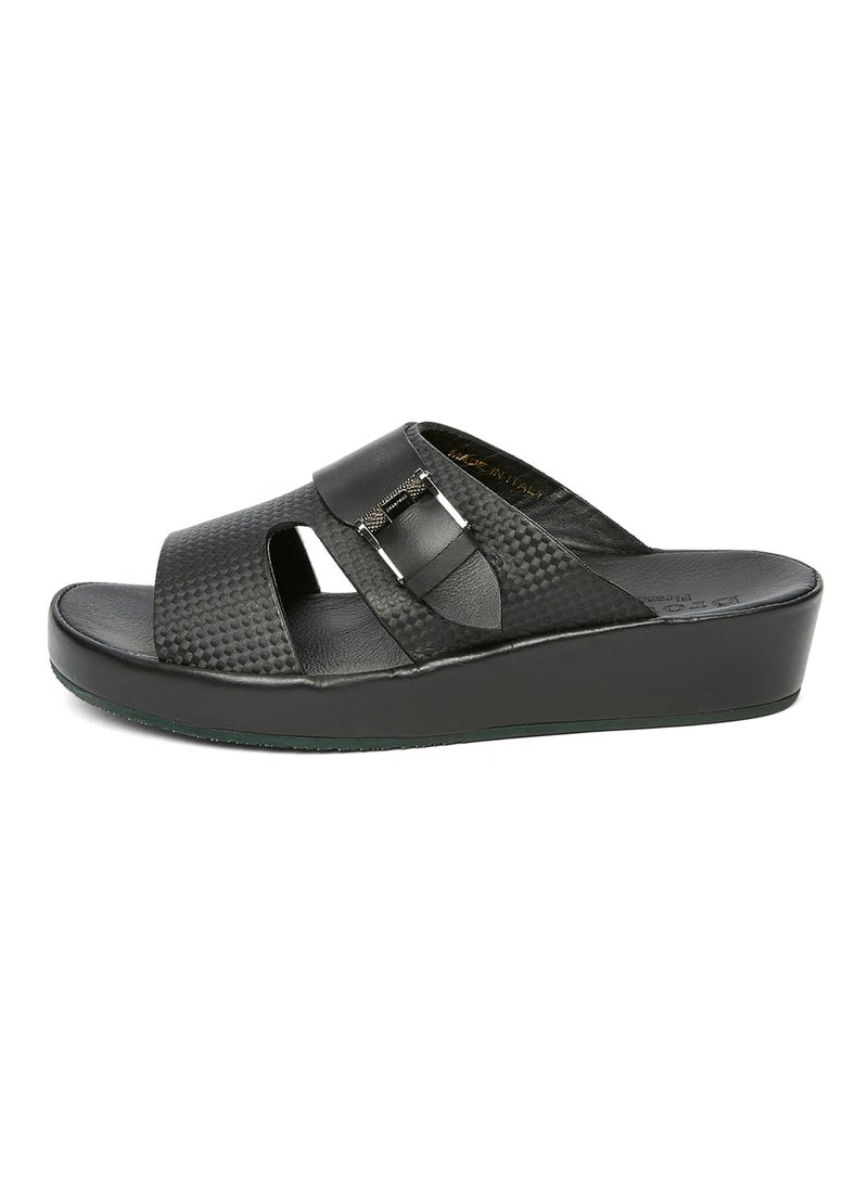 Side buckle footbed sandal Carbon