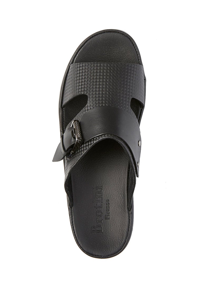 Side buckle footbed sandal Carbon