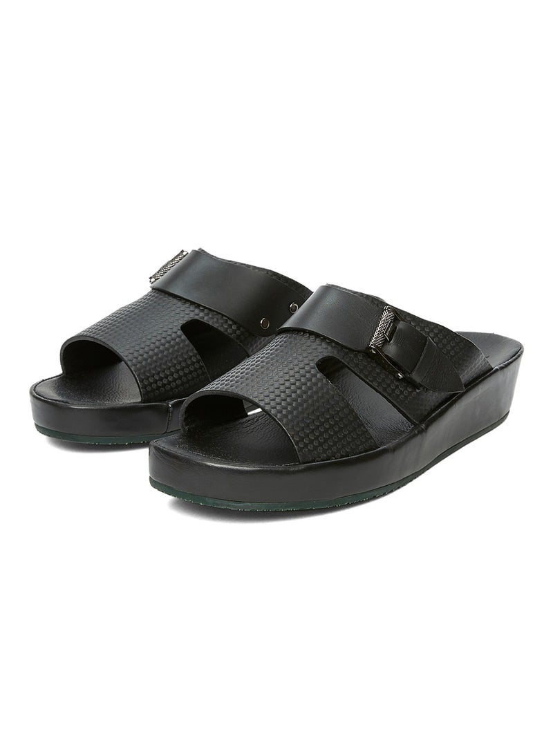 Side buckle footbed sandal Carbon