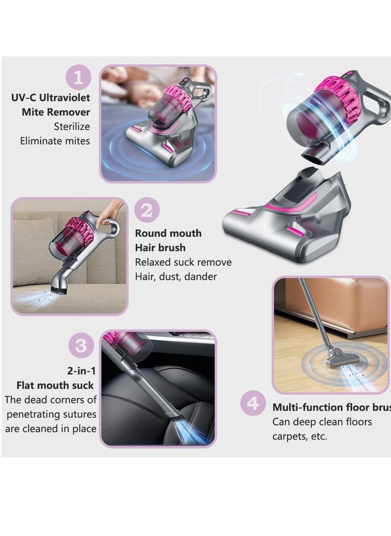 Cordless Vacuum Cleaner with UV-C Ultraviolet, 4-in-1 Mattress & Bed Cleaner, 10000PA Suction, LCD Screen, Three-Speed Adjustment