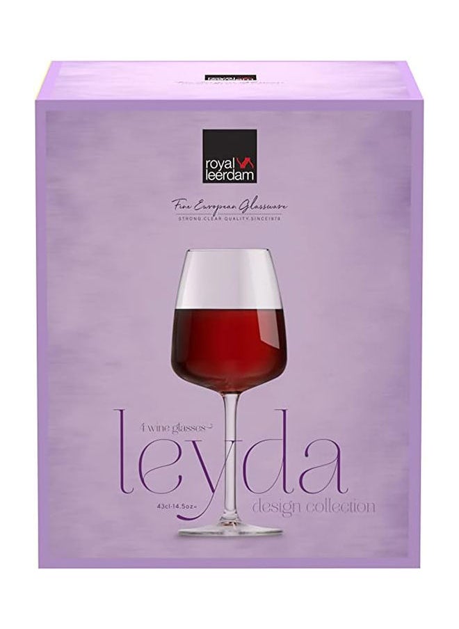 4-Piece Royal Leerdam Crystal Leyda Wine Glass Set 430ml