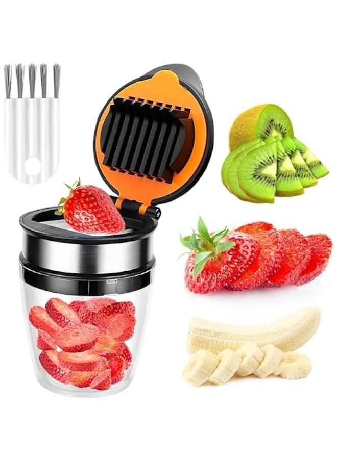 Cup Slicer, Fruit Cutter, Fruit Slicer, Strawberry Slicer, Egg Cutter, Banana Slicer, Kiwi Cutter Heavy Duty Stainless Steel for Soft Fruit, Quickly Making Fruit Vegetable Salad