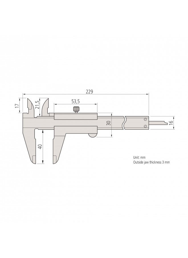 Mitutoyo 530-101 Vernier Calipers, Stainless Steel, for Inside, Outside, Depth and Step Measurements, Metric, 0