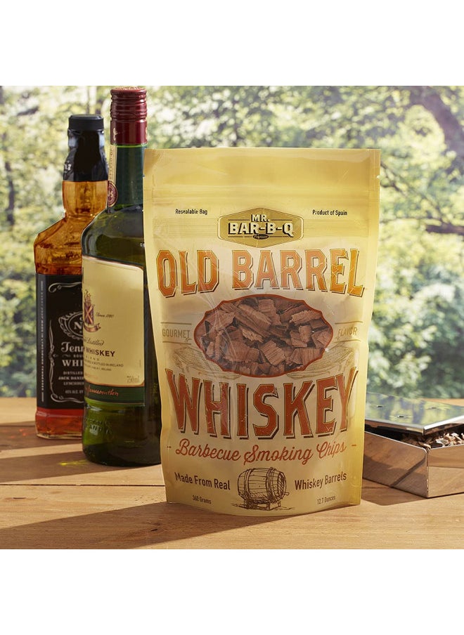 Mr. Bar-B-Q 05042BC Whiskey Smoking Chips | Old Oak Barrel Wood Smoker Chips | Made from Genuine Whiskey Barrels | Gourmet Flavor | 12.7 Ounces