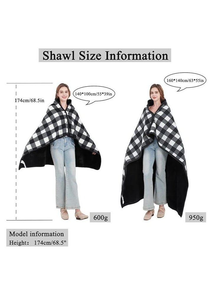 Fleece Wearable Blanket Oversized, Comfy Lightweight Lap Blanket Poncho Throw With Buttons, 63