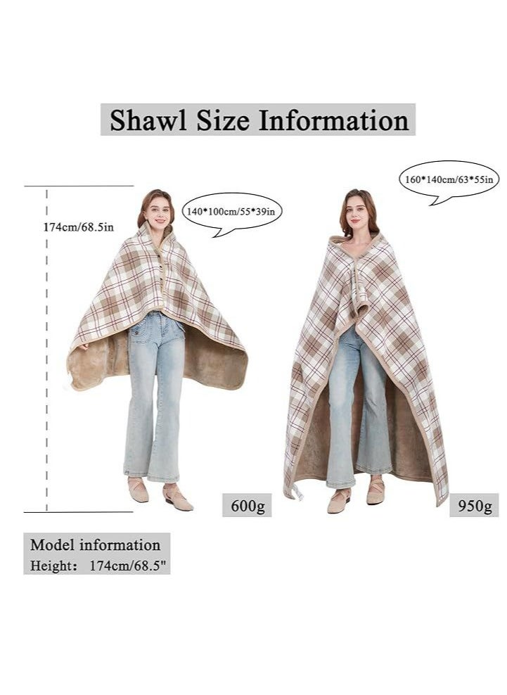 Fleece Wearable Blanket Oversized, Comfy Lightweight Lap Blanket Poncho Throw With Buttons, 63“X 55”(Brown)