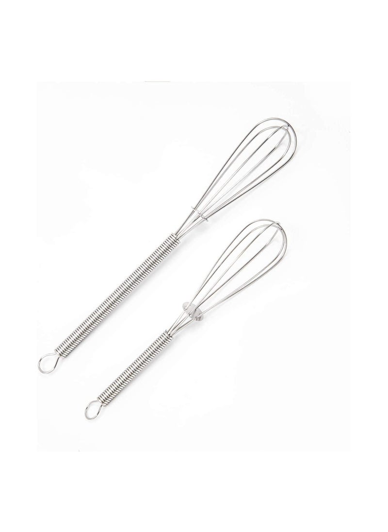 4 Pack Mini Wire Kitchen Whisks Small Egg Whisk Gravy Sauce Mini Whisk Silver-Each of 2PCS 5 Inches and 7 Inches