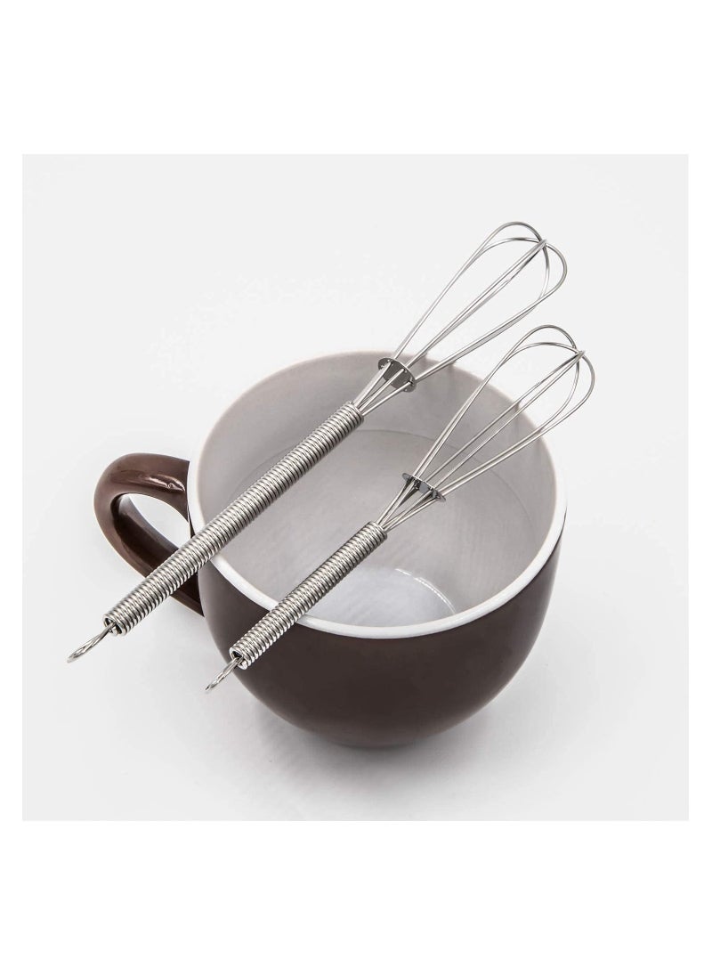 4 Pack Mini Wire Kitchen Whisks Small Egg Whisk Gravy Sauce Mini Whisk Silver-Each of 2PCS 5 Inches and 7 Inches