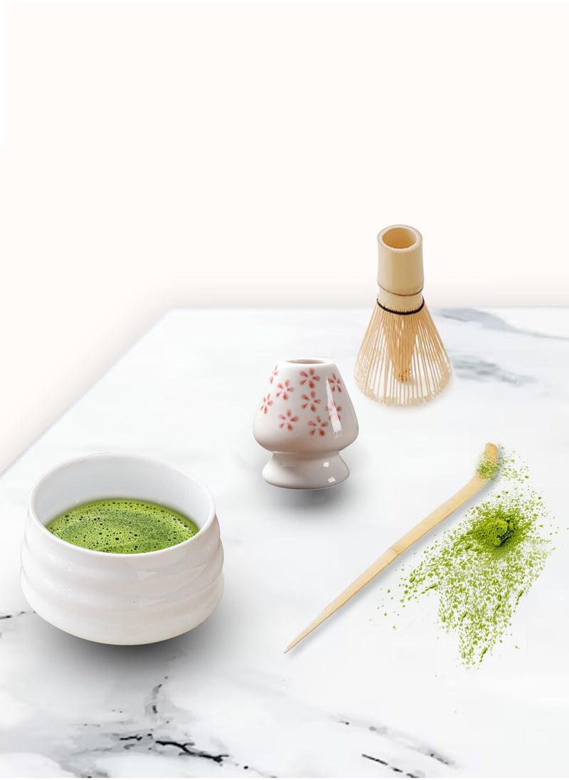 Matcha Whisk Set Made With Natural Bamboo And Premium Quality- Matcha Tool Set Ceramic – Matcha Set For Mixing The Matcha Tea (4 Pcs Set)