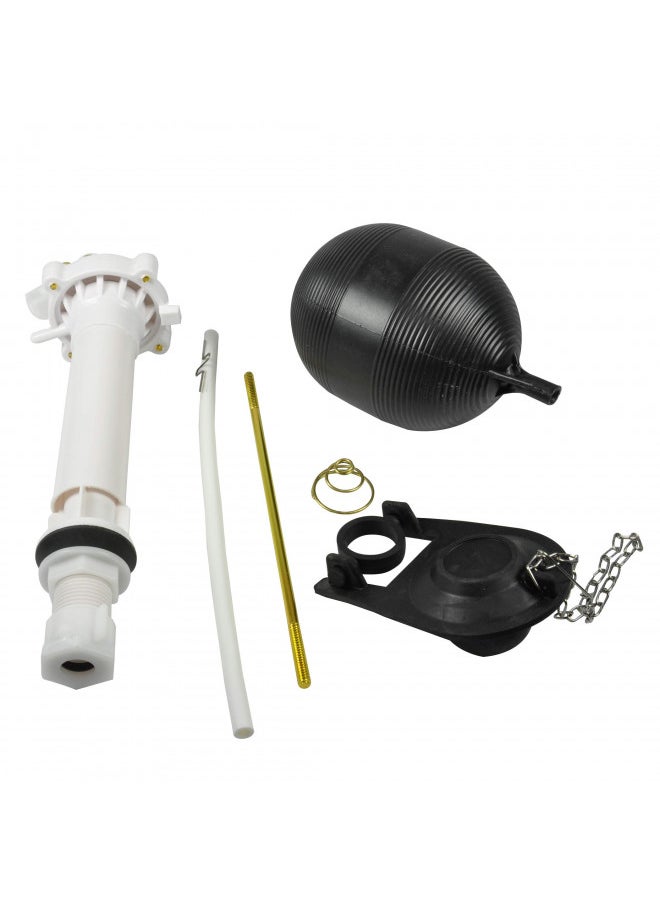 Danco 80816 Complete Toilet Repair Kit Fill Valve, Flapper, Rod, Float Replacement, White