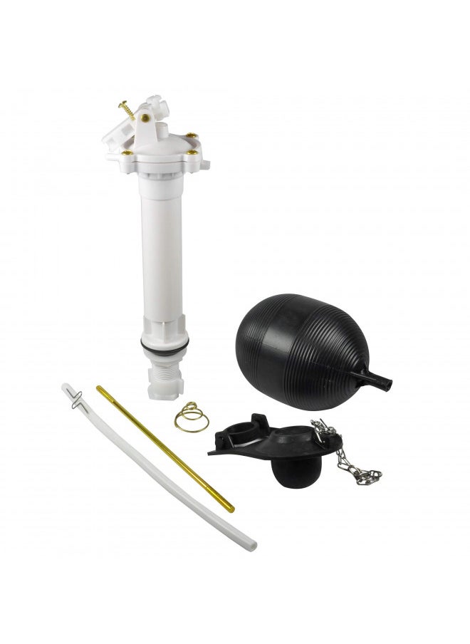 Danco 80816 Complete Toilet Repair Kit Fill Valve, Flapper, Rod, Float Replacement, White