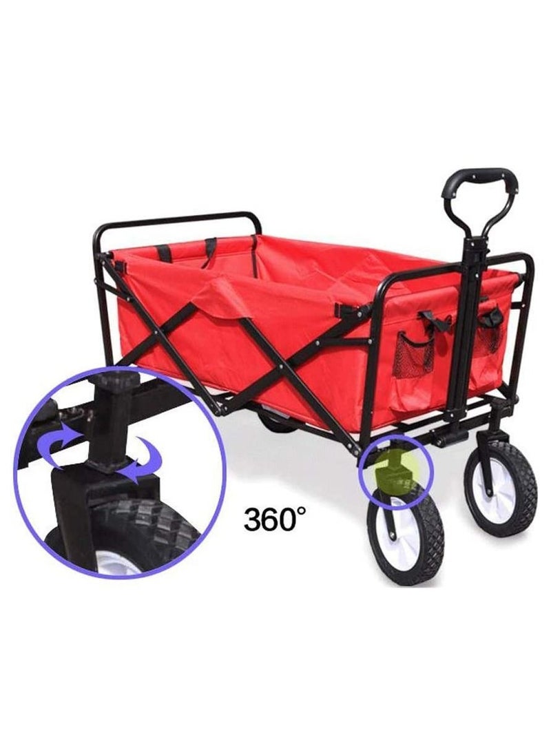 Collapsible Folding Outdoor Utility Wagon-Red