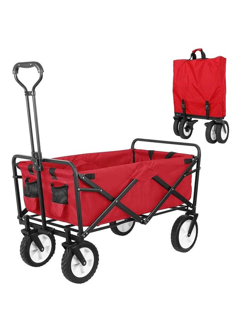 Collapsible Folding Outdoor Utility Wagon-Red