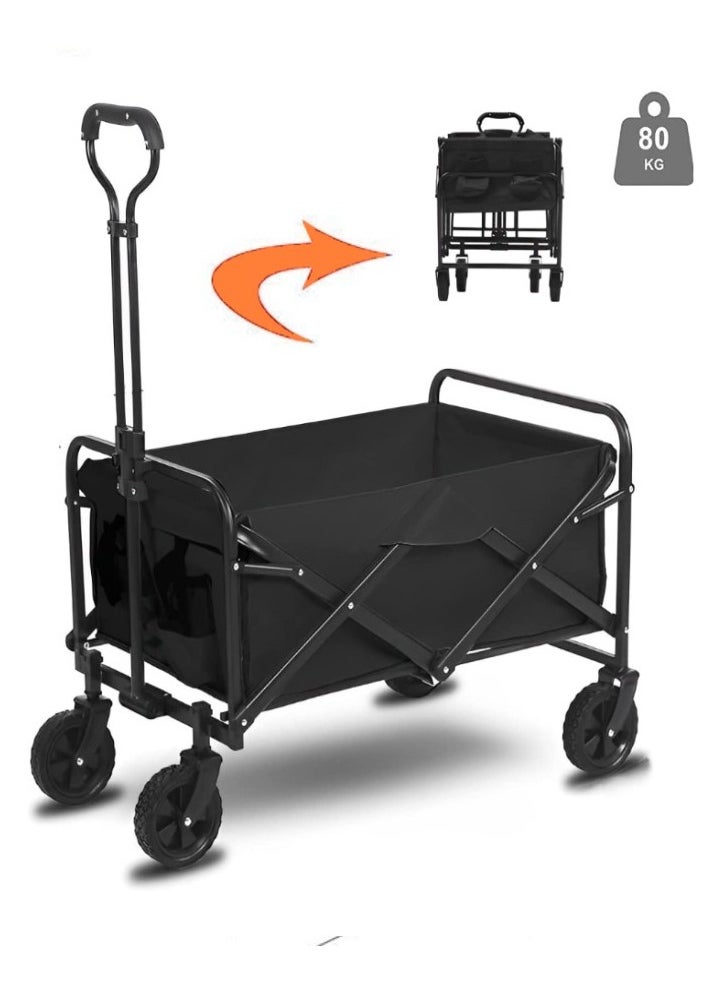 Collapsible Folding Outdoor Utility Wagon-Black