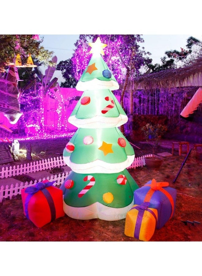 7FT Inflatable Christmas Tree with Led Lights, Lighted Christmas Tree for Blow Up Yard Decoration, Indoor Outdoor Yard Garden Christmas Decoration