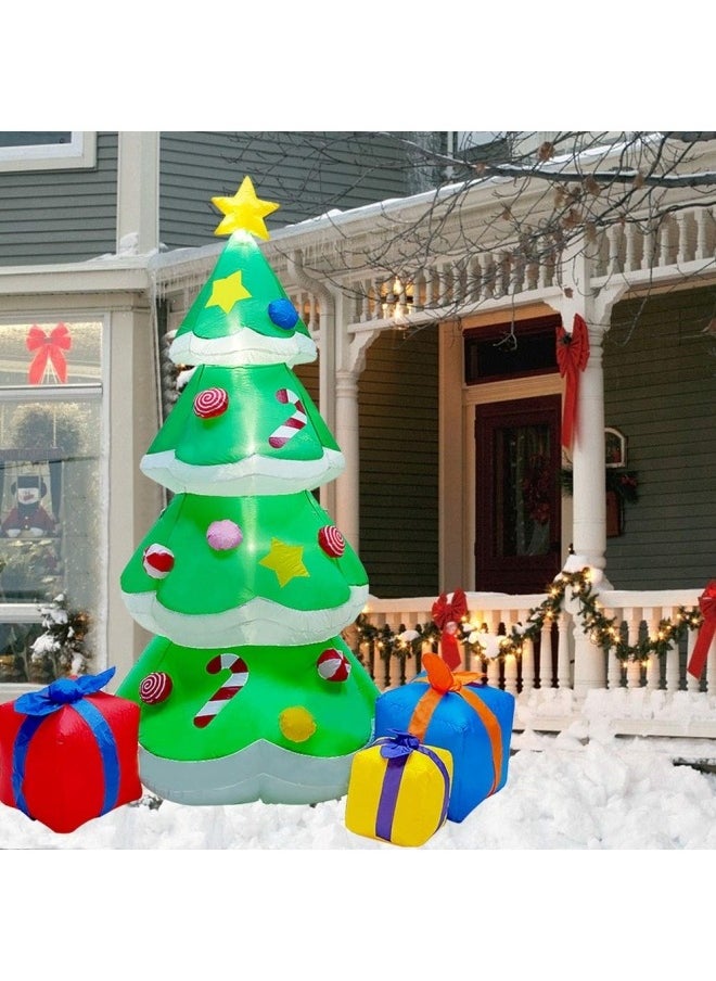 7FT Inflatable Christmas Tree with Led Lights, Lighted Christmas Tree for Blow Up Yard Decoration, Indoor Outdoor Yard Garden Christmas Decoration