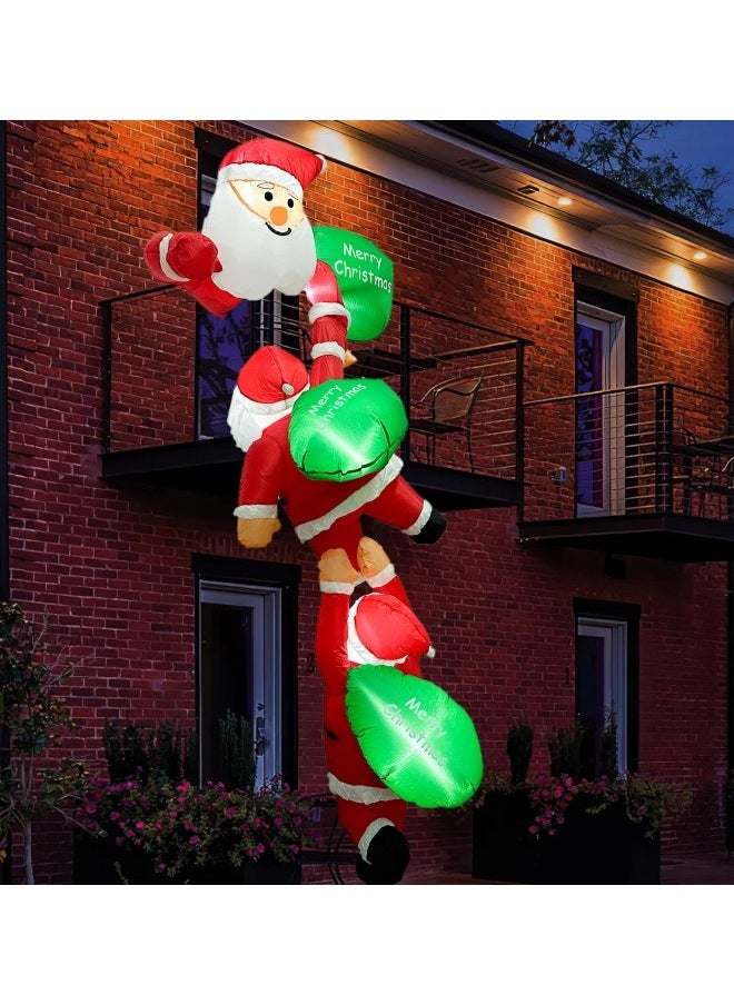 8FT Christmas Inflatables Outdoor Decorations, Climbing Santas with Suction Cups, Christmas Blow Up Yard Decor with Build-in LEDs Funny Christmas Inflatable for Outside Home Windows Eaves