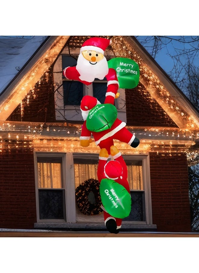 8FT Christmas Inflatables Outdoor Decorations, Climbing Santas with Suction Cups, Christmas Blow Up Yard Decor with Build-in LEDs Funny Christmas Inflatable for Outside Home Windows Eaves