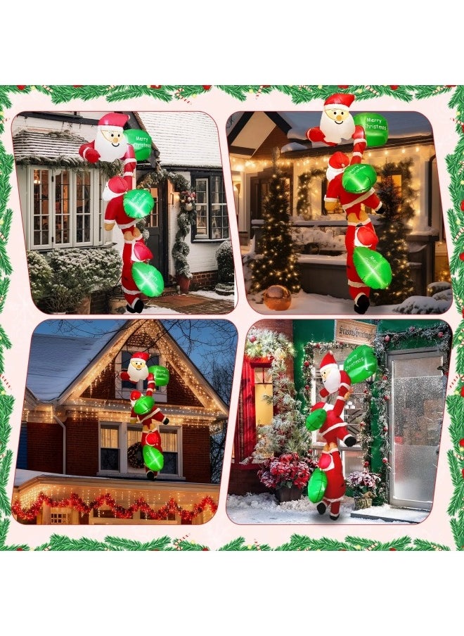 8FT Christmas Inflatables Outdoor Decorations, Climbing Santas with Suction Cups, Christmas Blow Up Yard Decor with Build-in LEDs Funny Christmas Inflatable for Outside Home Windows Eaves