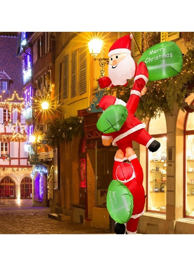 8FT Christmas Inflatables Outdoor Decorations, Climbing Santas with Suction Cups, Christmas Blow Up Yard Decor with Build-in LEDs Funny Christmas Inflatable for Outside Home Windows Eaves