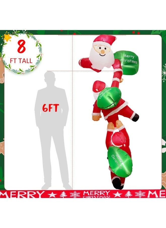 8FT Christmas Inflatables Outdoor Decorations, Climbing Santas with Suction Cups, Christmas Blow Up Yard Decor with Build-in LEDs Funny Christmas Inflatable for Outside Home Windows Eaves