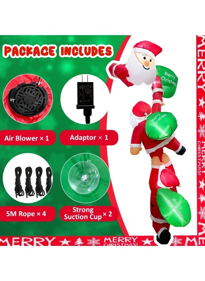 8FT Christmas Inflatables Outdoor Decorations, Climbing Santas with Suction Cups, Christmas Blow Up Yard Decor with Build-in LEDs Funny Christmas Inflatable for Outside Home Windows Eaves