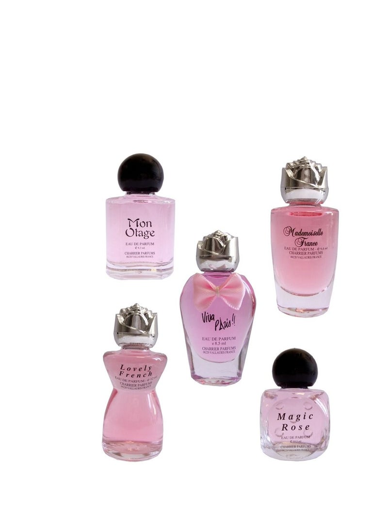 Charrier Parfums - Charrier Parfums - Les Parfums de France- 5 Eaux de Parfum Gift Set - Fashion Collection - Pink