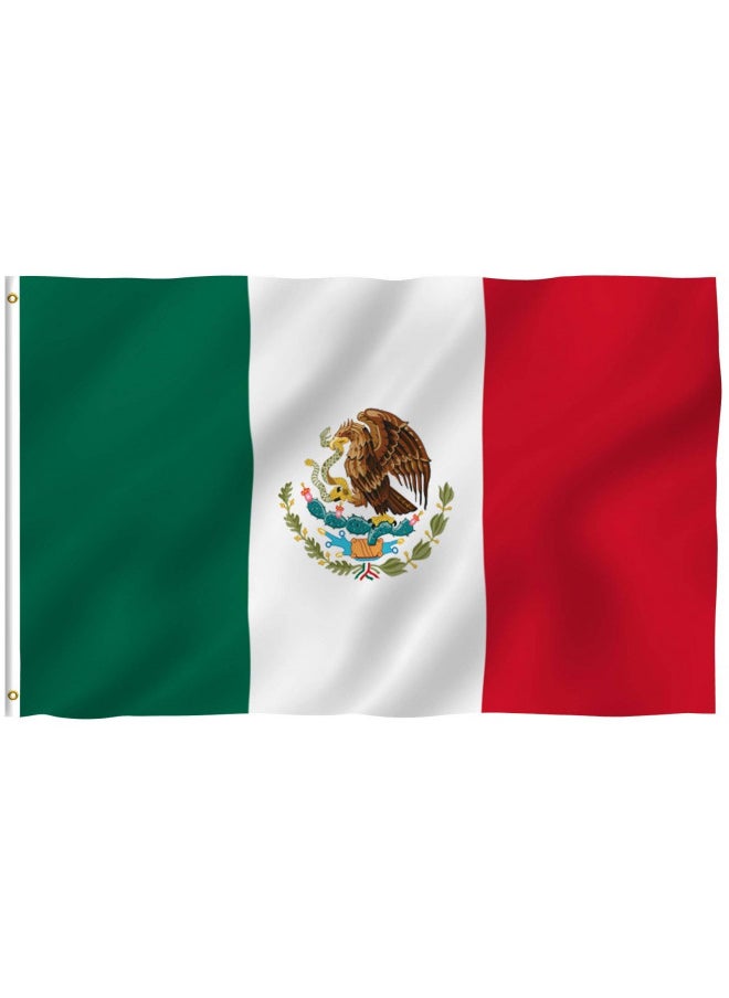 Anley Fly Breeze 3x5 Foot Mexico Flag - Vivid Color and Fade proof - Canvas Header and Double Stitched - Mexican MX National Flags Polyester with Brass Grommets 3 X 5 Ft