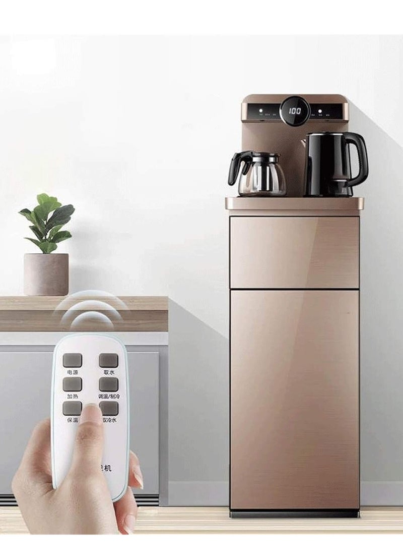 Intelligent Remote-Controlled Tea Bar Water Dispenser with Digital Display, Beige/Gold Finish, and Warm/Cold Water Options – Modern Design by ODC