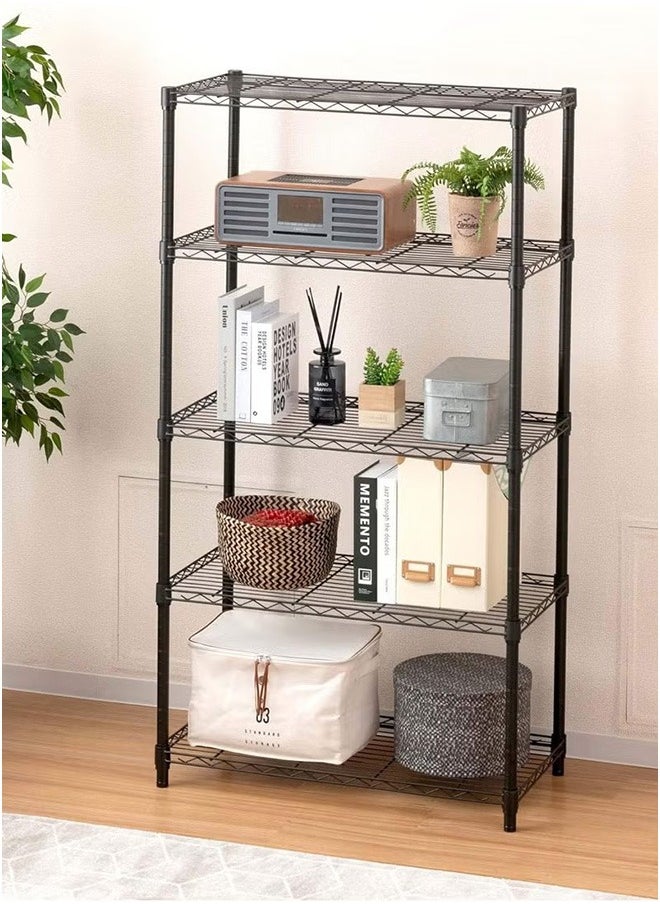 5-Layer Iron Wire Storage Rack Metal Shelf Kitchen Bathroom Storage Rack, Black