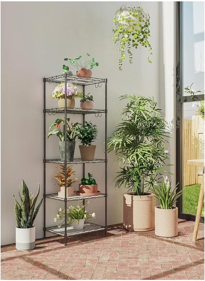 5-Layer Iron Wire Storage Rack Metal Shelf Kitchen Bathroom Storage Rack, Black