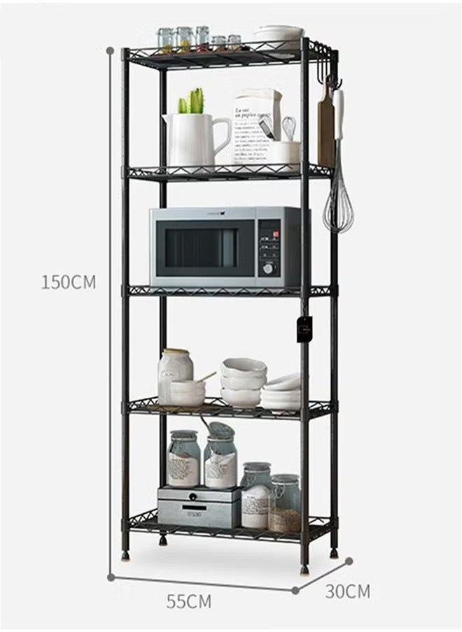 5-Layer Iron Wire Storage Rack Metal Shelf Kitchen Bathroom Storage Rack, Black