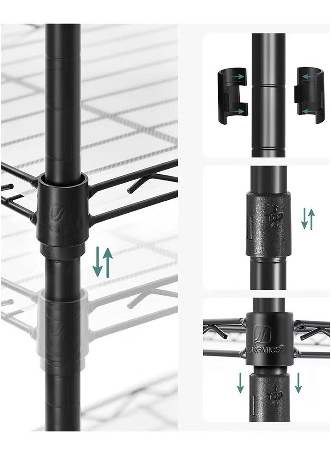 5-Layer Iron Wire Storage Rack Metal Shelf Kitchen Bathroom Storage Rack, Black